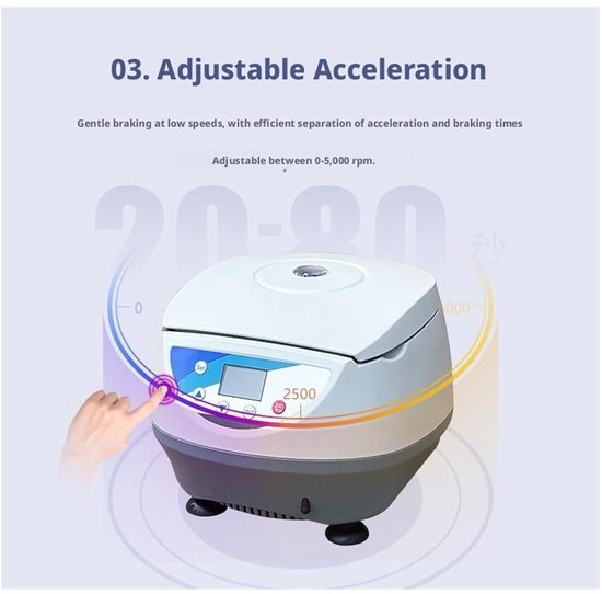 Laboratorium Centrifuge - Digitale Tafelmodel - Efficiënte Scheiding - Stille Werking - 5000 Tpm - Zilver — afbeelding 5