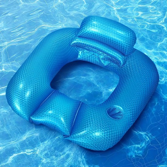 Opblaasbare Lounger - Zonnedek - Waterrecreatie - Met Armleuning - 90x80x40cm - Blauw — afbeelding 2