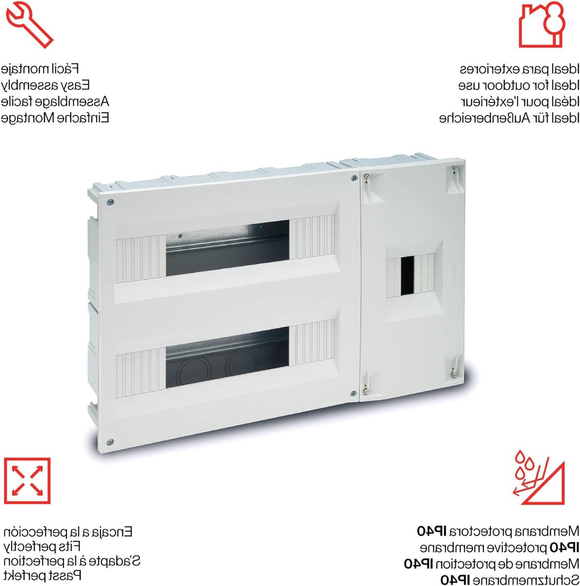 Inbouwkast - Verdeelkast - Elektrische Installatie - IP40 Waterdicht - 425 x 270 mm - Wit