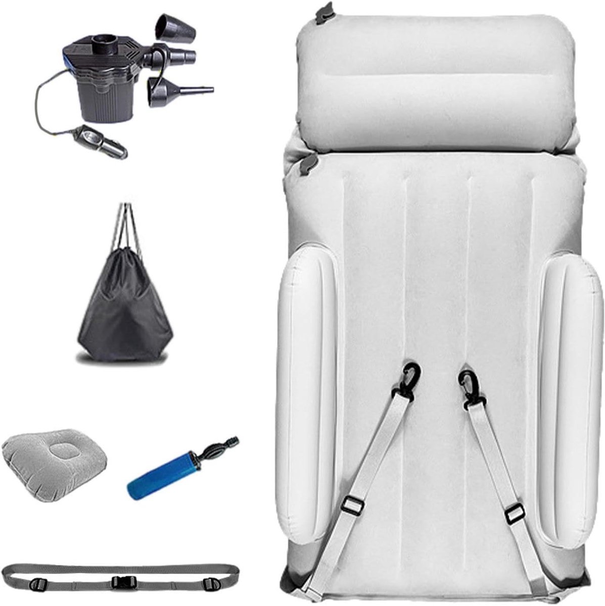 Reisbed Peuter - Opblaasbaar Slaapbed - Comfortabel Slapen - Lichtgewicht Draagbaar - 264 cm dik - Lichtgrijs