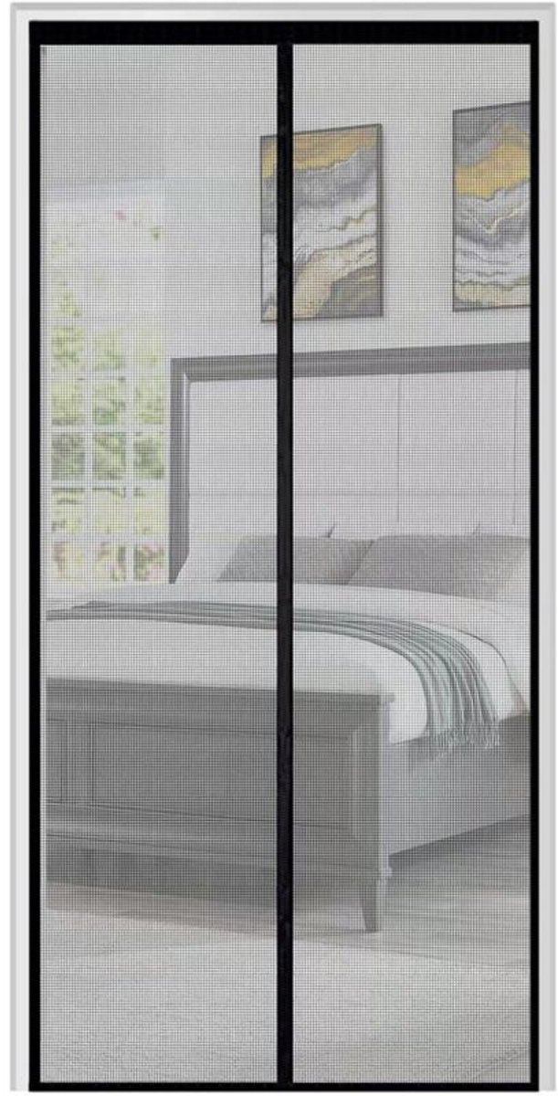 Magnetisch muggennet van glasvezel, 100 x 210 cm, ultrafijn gaas, sterke magneten, geschikt voor openslaande deuren.