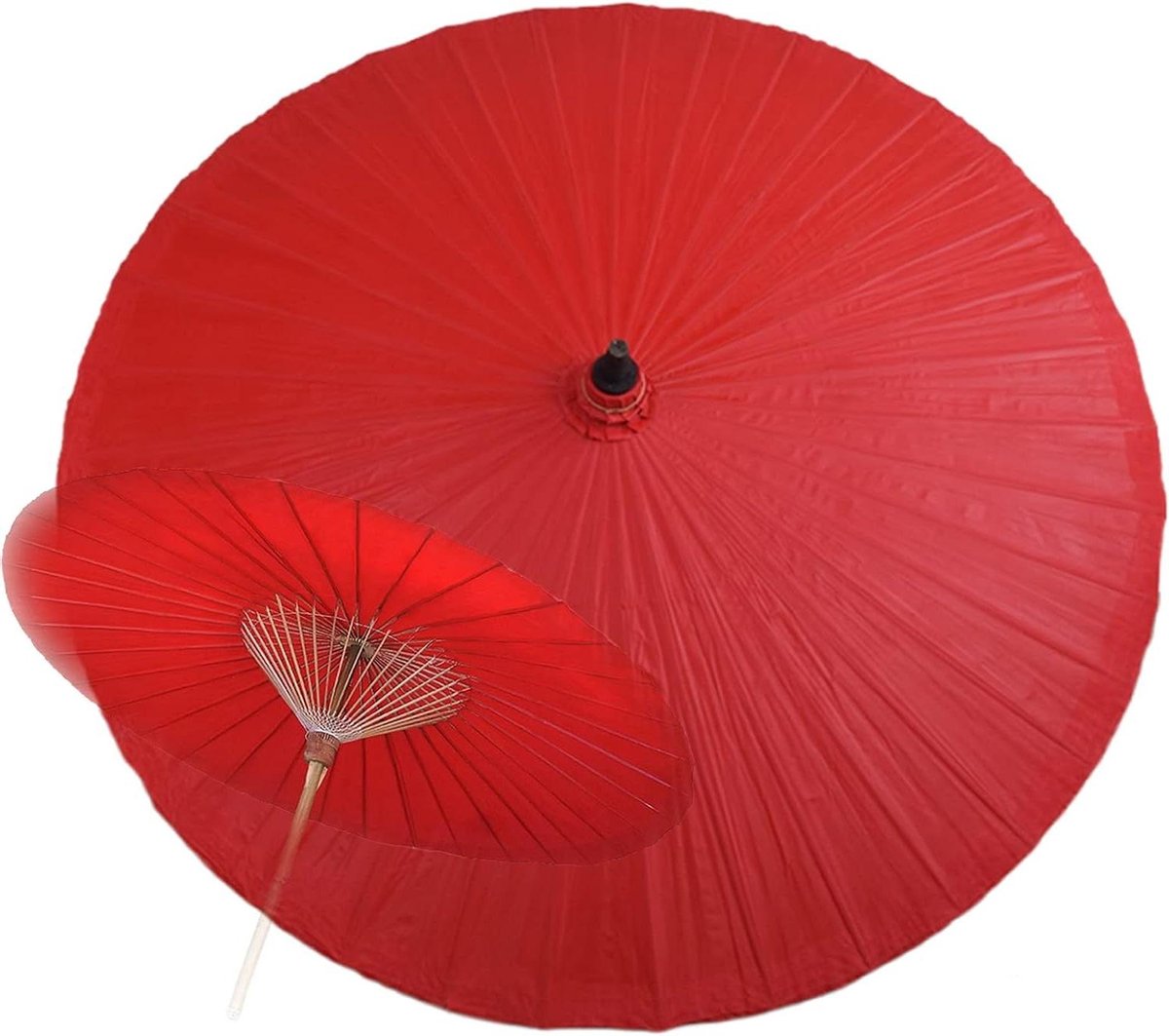 Tuinparasol Bamboe - Buitenparaplu Strand - Zon Regen - Handgemaakt Ontwerp - 2 Meter - Rood