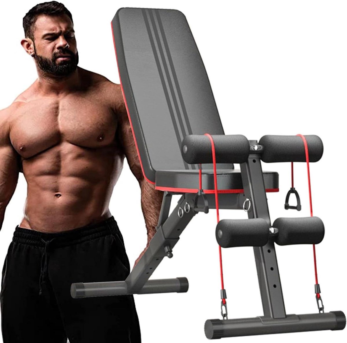 Verstelbare Gewicht Bench - Opvouwbare Workout Bank - Full Body Krachttraining - Snelle Opvouwbare Constructie - 660 LBS Draagvermogen - Zwart