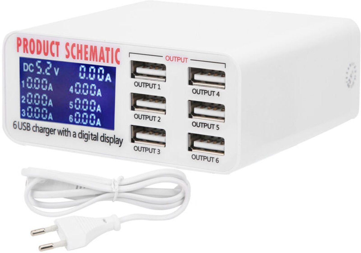 Slimme USB-oplader met 40W 50-60Hz voedingsadapter