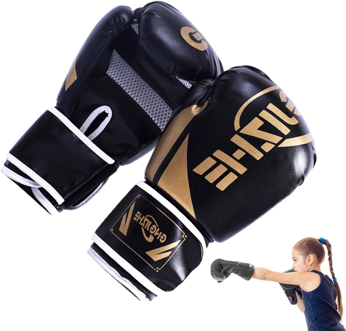Bokshandschoenen Kinderen - MMA Handschoenen Sparring Handschoenen - Bokstraining - Dikke EVA Vulling - 6 oz 8 oz - Zwart