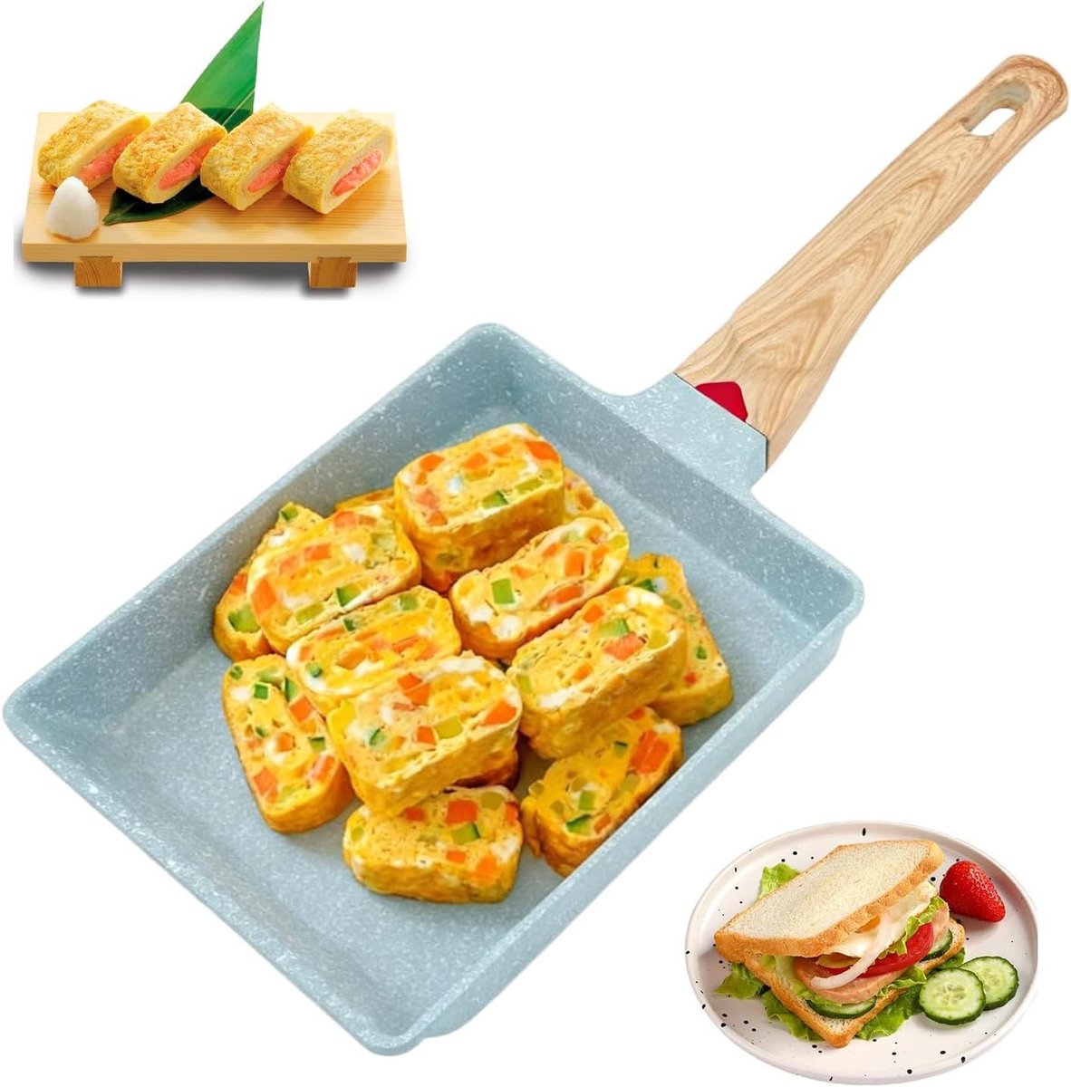 Japanse Omeletpan - Tamagoyaki Pan - Ontbijt Maken - Antiaanbaklaag - Rechthoekig - Zilver