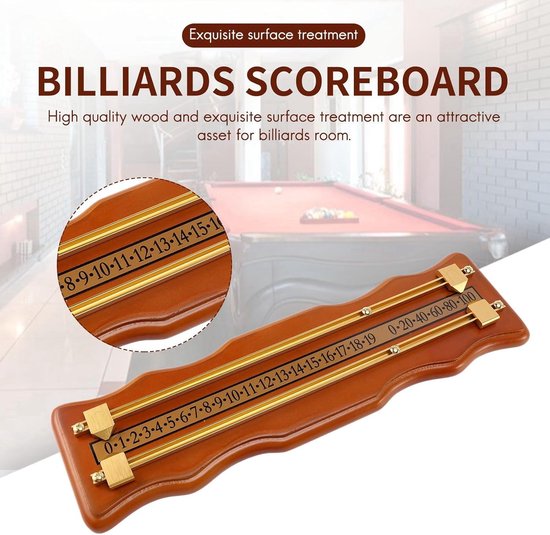 Biljart Scorebord - Snooker Marker - Wedstrijd Bijhouden - Grote Cijfers - 43 x 13 x 3 cm - Houtkleur — afbeelding 3