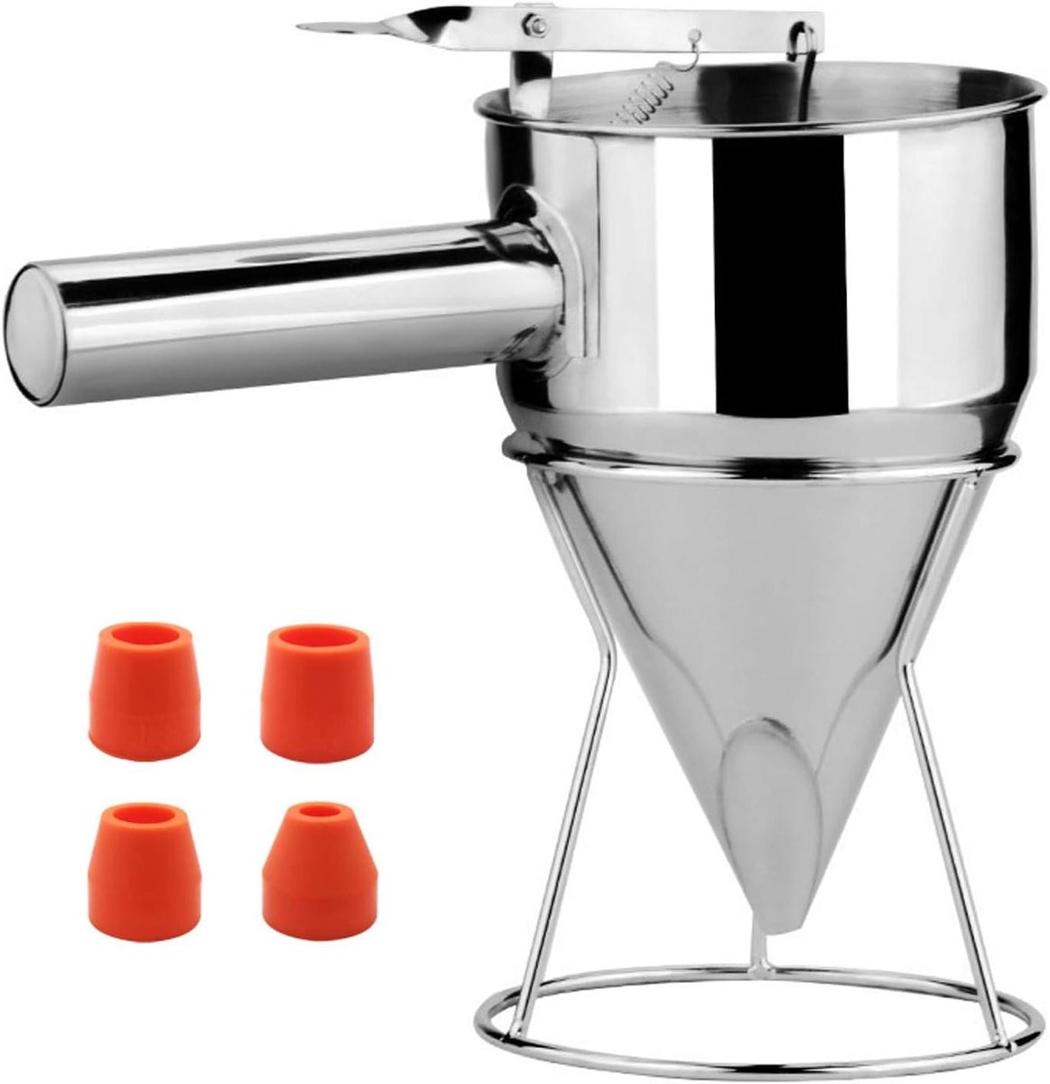 Beslag Dispenser - Pannenkoekenmaker Funnel - Bakken en Desserts - Met Stabiele Standaard - 1.2 Liter - Zilver