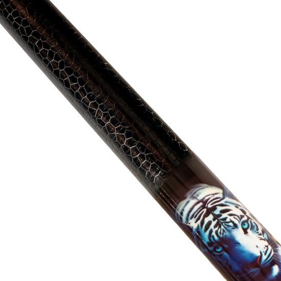 Biljartkeu - Pool Cue Keu - Biljart Spel - PU-lederlook Grip - 147 cm - Wit Tijger — afbeelding 3