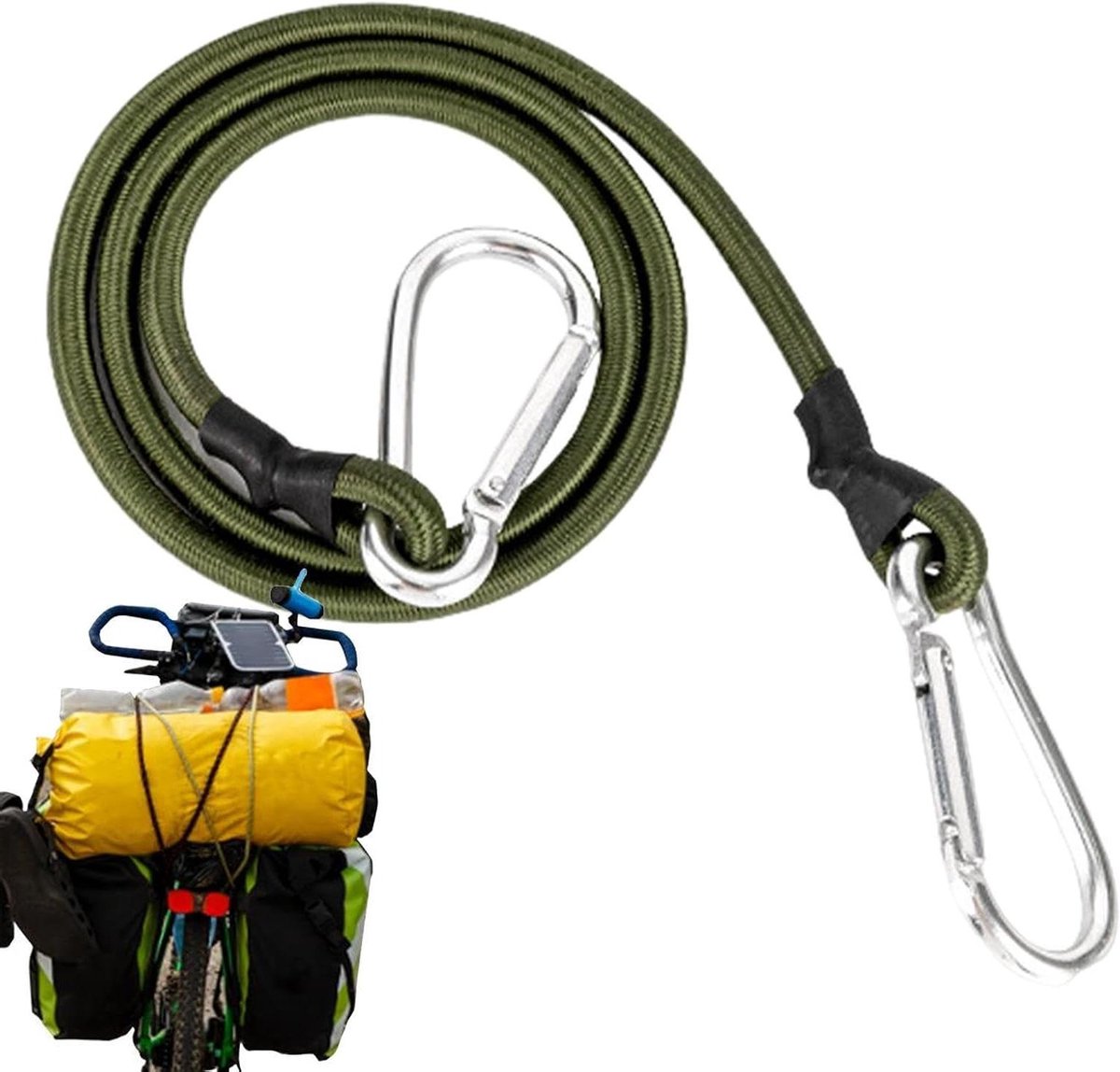 Elastisch touw - Spanband met haak - Buitenactiviteiten organiseren - Verstelbare gesp - 90 cm - Zwart