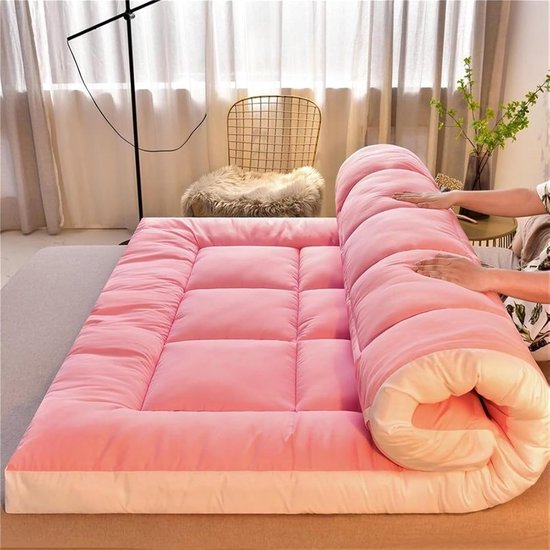 Japanse futonmatras - Vloermatras slaapmat - Comfortabel slapen - Oprolbaar en opvouwbaar - 90x200 cm - Grijs — afbeelding 2
