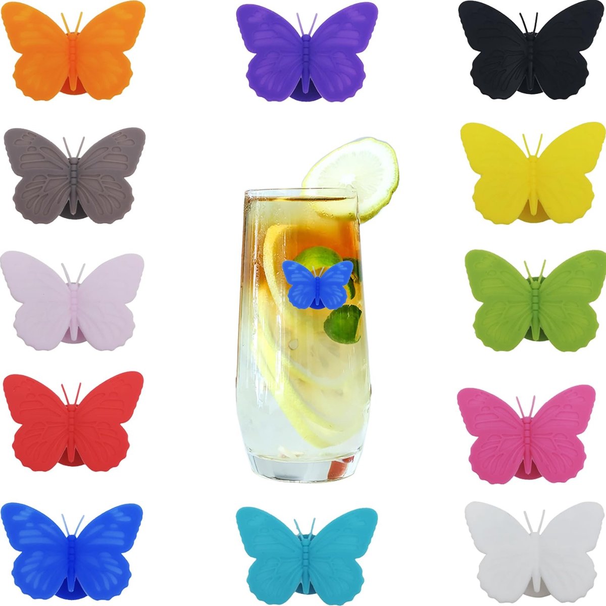 Dailygoody - Glazen markeerder - Wijnglasmarkering - Siliconen met zuignap - 12 kleuren - Dranken en wijnglazen - Milieuvriendelijk - Geschikt voor el.