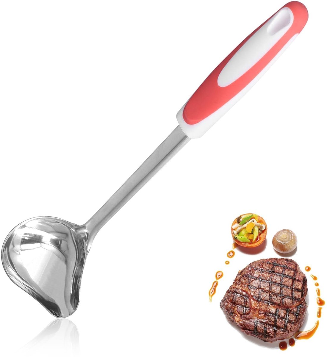 Dailygoody - Roestvrij stalen sauslepel - Vaatwasserbestendig - Zilver - Kooklepel voor soepen en sauzen - Perfect voor elke keuken - Duurzaam en veel