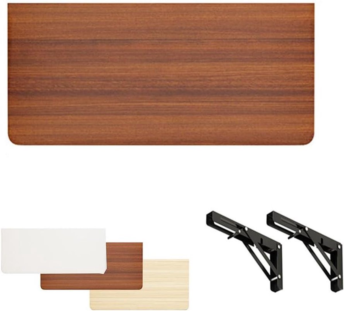 Opvouwbaar bureau - Zwevende tafel - Ruimte besparen - Wandmontage - 40 x 30 cm - Walnoot