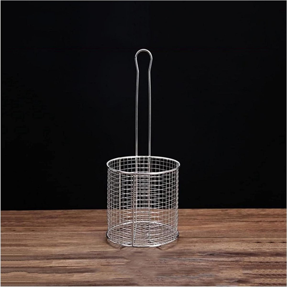 Frietmand met handvat - Skimmer lepel - Dagelijks frituren - Dicht gaasfilter - M - Zilver