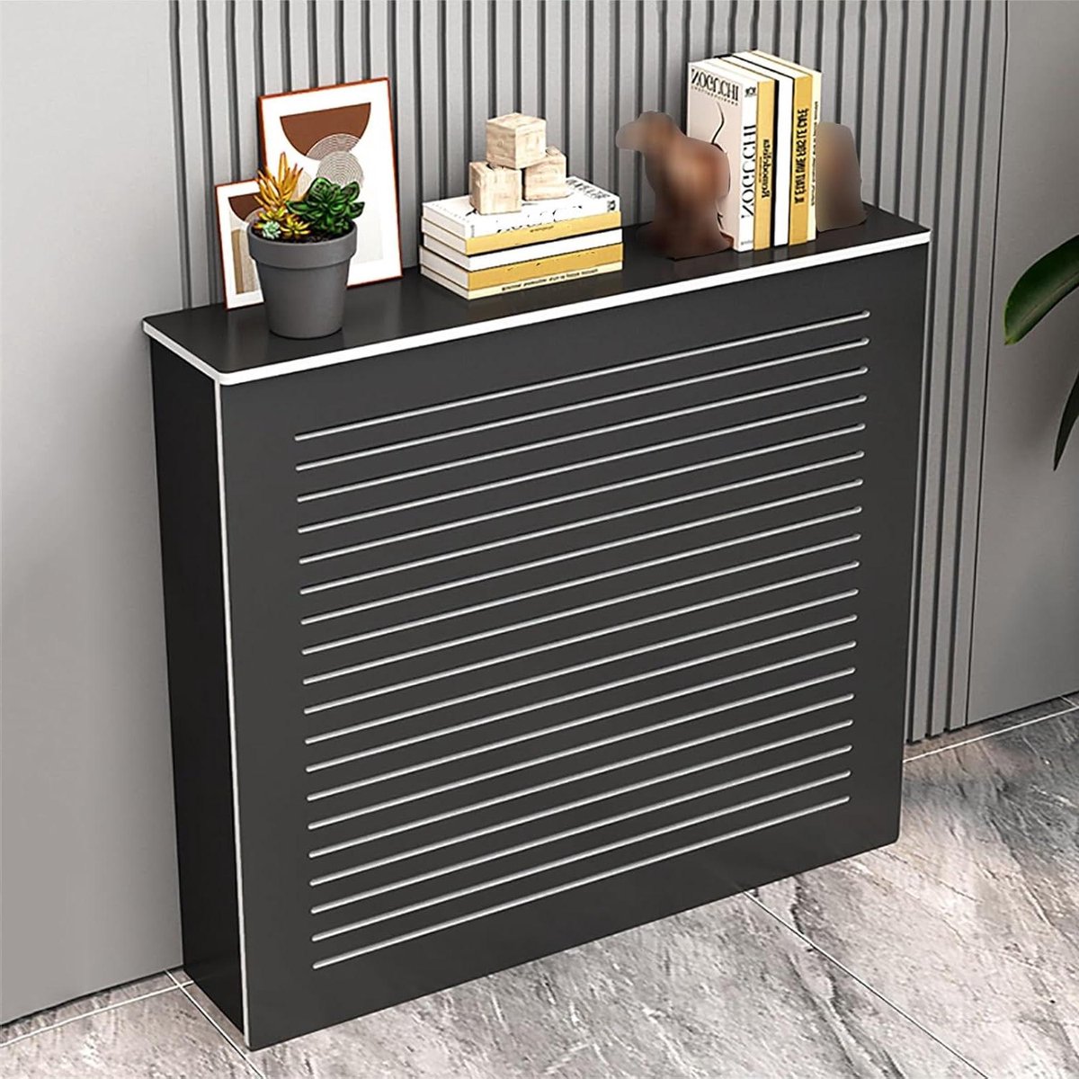 Radiatorbekleding - Radiatorombouw Kast - Ruimte Verfraaien - Met Opbergplank - 50x70x20cm - Zwart