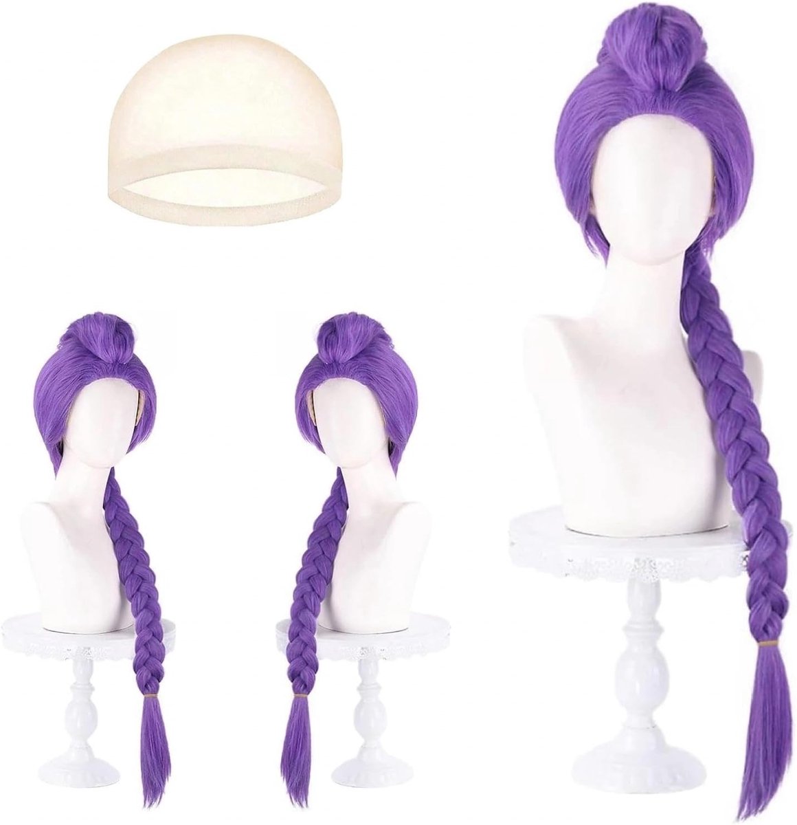 Paarse Cosplay Peruk voor Anime, Synthetisch Haar, Vlechtopties voor Halloween en Carnaval Feesten