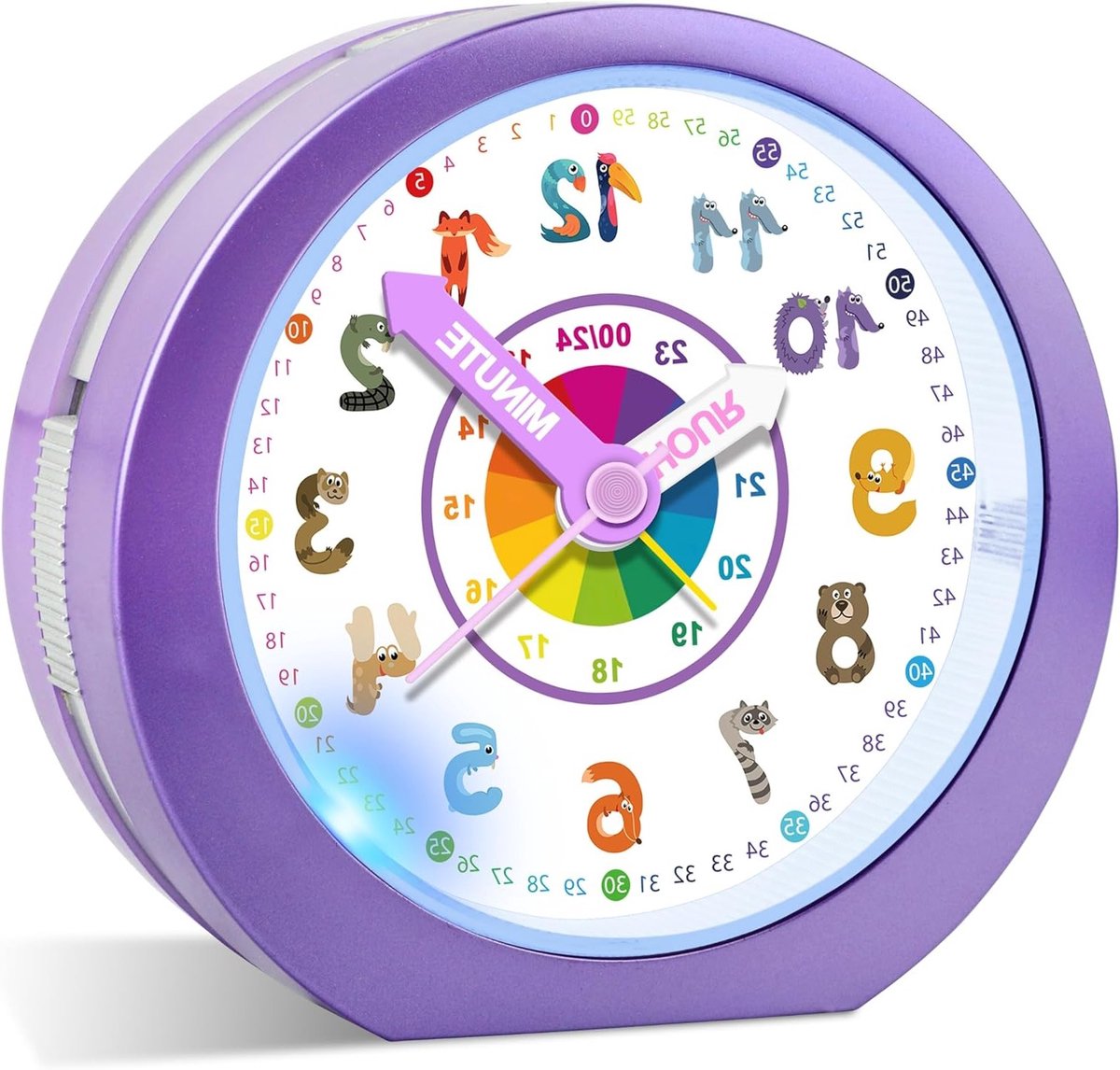 Alarmklok voor Kinderen met Nachtlampje en Slaapfunctie - Analoge Quartz Beweging, Dierlijk Ontwerp, Perfect Cadeau voor Jongens en Meisjes