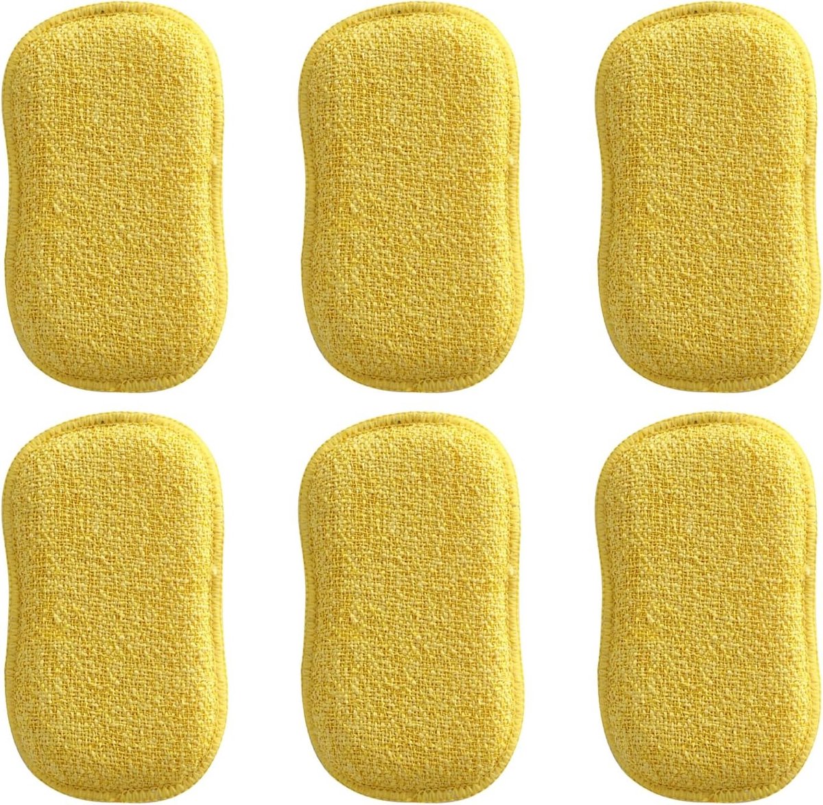 Set van 6 Dubbelzijdige Afwasponsen, Niet-Krasende Microvezel en Cellulose, Ideaal voor Keuken en Afwas