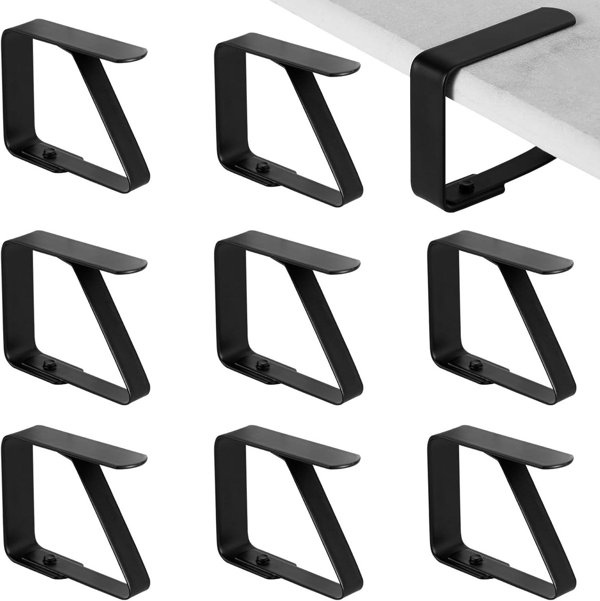 8 stuks tafelkleedklemmen voor buitentafels, roestvrijstalen houders, hoogwaardige tafelkleedklemmen, metalen picknicktafelklemmen, bevestigingsklemmen voor picknickfeesten en bruiloftstafelkleden (zwart)