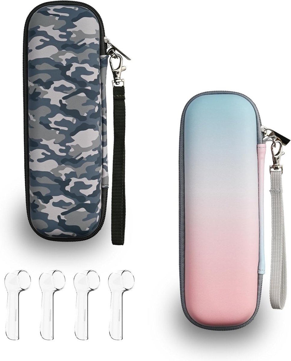 Draagbare opbergtas voor elektrische tandenborstels, hard opslagdoos en reiskoffer (Camouflage + Gradient) - Geschikt voor Oral B en Philips Sonicare — afbeelding 1