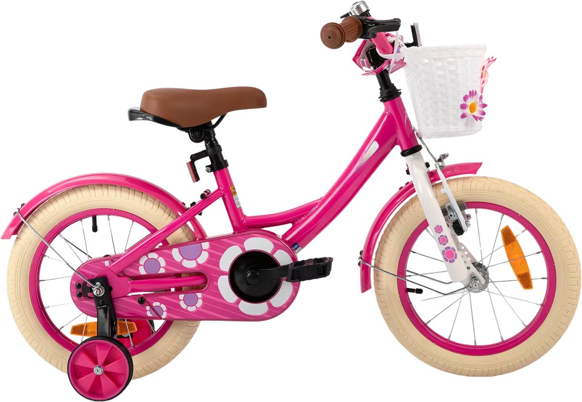 Kinderfiets 30–41 cm – Voor meisjes van 3–7 jaar voor dagelijks gebruik en spel – Met mand en stabilisatoren – Roze frame