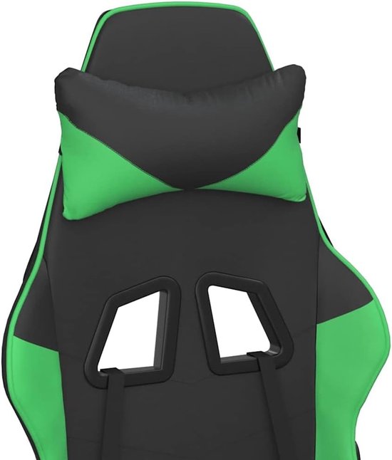 Gaming Stoel - Fauteuil Relaxstoel - Comfortabel Gamingsessies - Met Verstelbare Rugleuning - Met Voetsteun - Zwart Groen — afbeelding 5