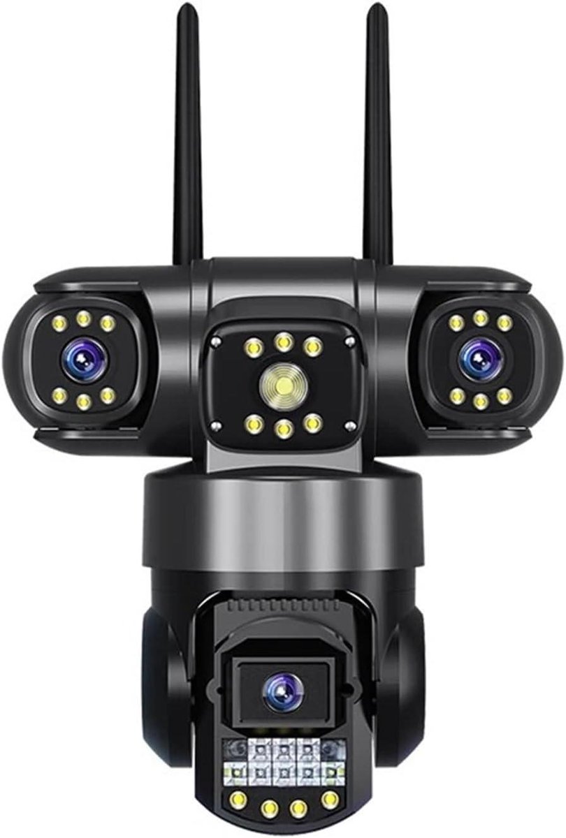 Beveiligingscamera Buiten - Buiten camera - Huis beveiligen - Drie lenzen en schermen - IP66 waterdicht - Wit