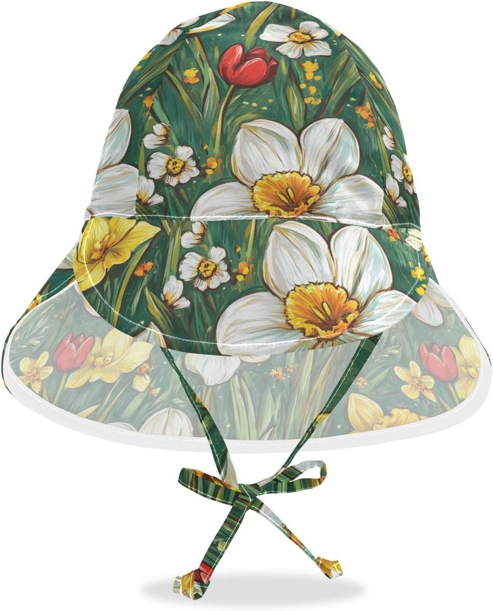 Baby Zonnehoed - Peuter Hoed - Strand Bescherming - UPF 50+ UV-bescherming - 48-56.9 cm - Wit