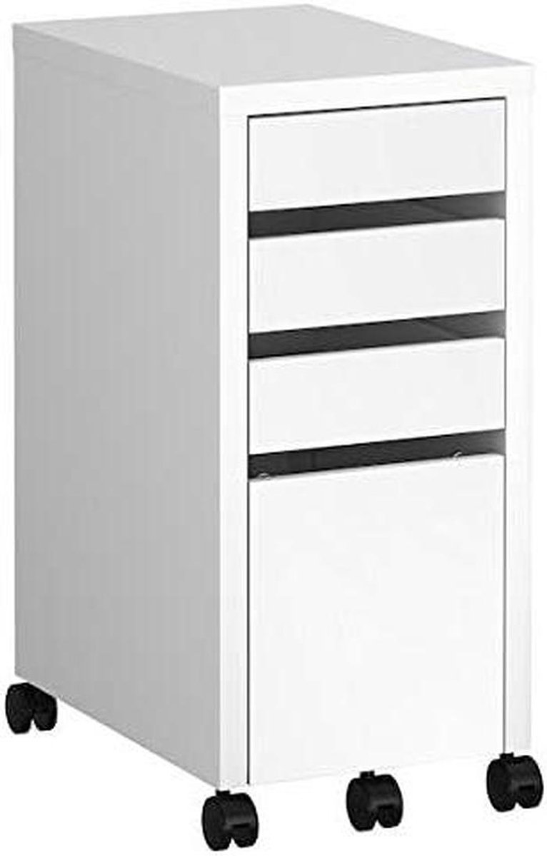 Ladeblok met Opslag - Ladekast Bureau - Thuis en Kantoor - Drop-file Opslag - 35x50x75 cm - Wit