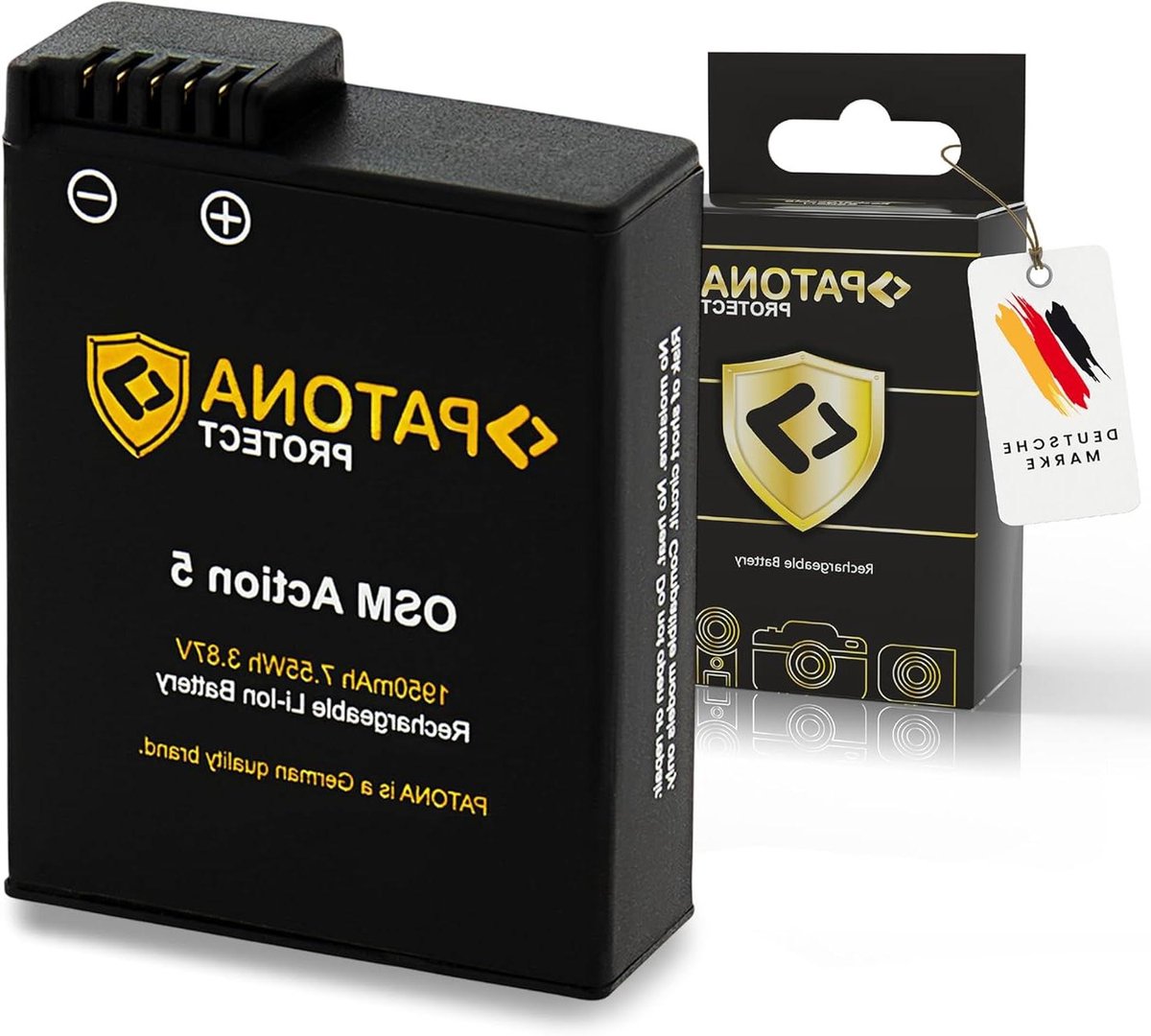 Camera Batterij - Actioncam Accu - Energie Voor Outdoor - Hittebestendige Behuizing - 1950mAh - Zwart
