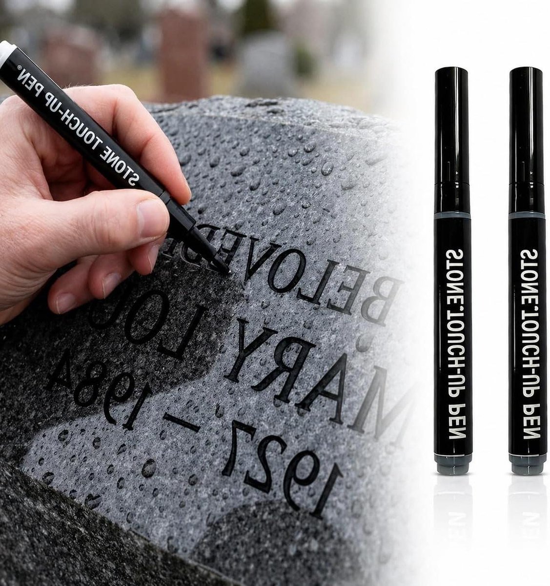 Marker Pen - Precisie Tip Pen - Grafsteen Herstel - Weerbestendige Inkt - 160 mm - Zwart