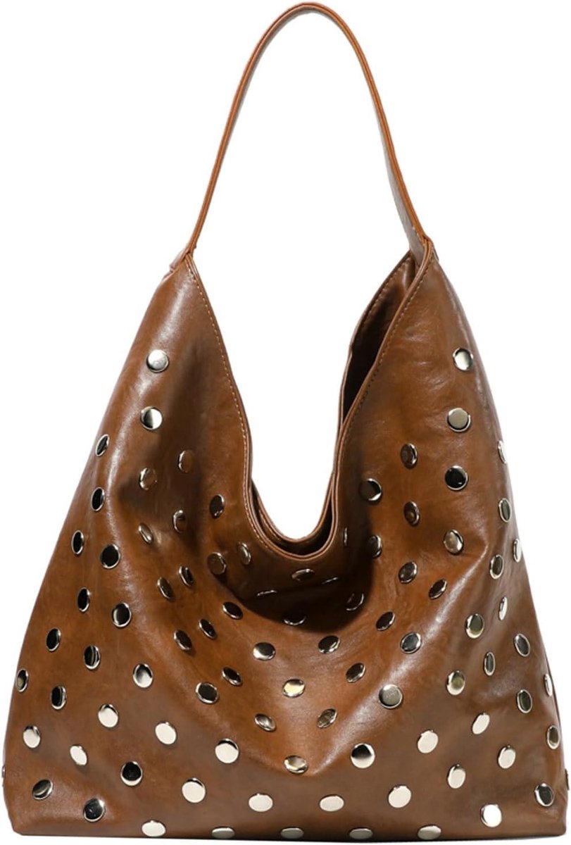 Grote Schoudertas - Reistas Dames - Woon-werkverkeer - Grote capaciteit - 48 cm - Koffie