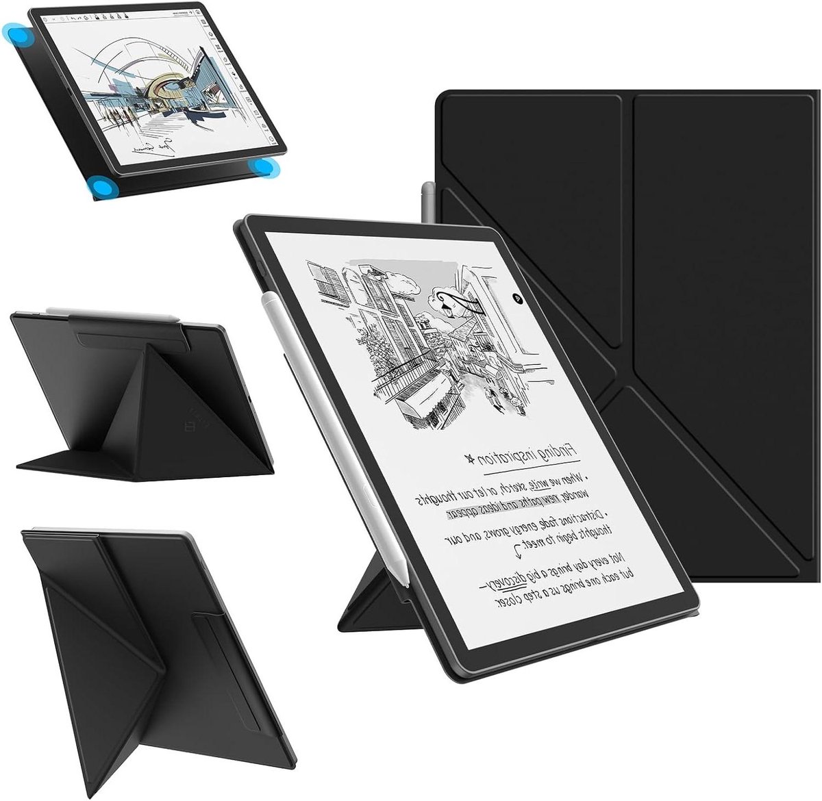 Tablethoes - E-reader cover - Lezen en entertainment - Origami standaard - 11 inch - Zwart