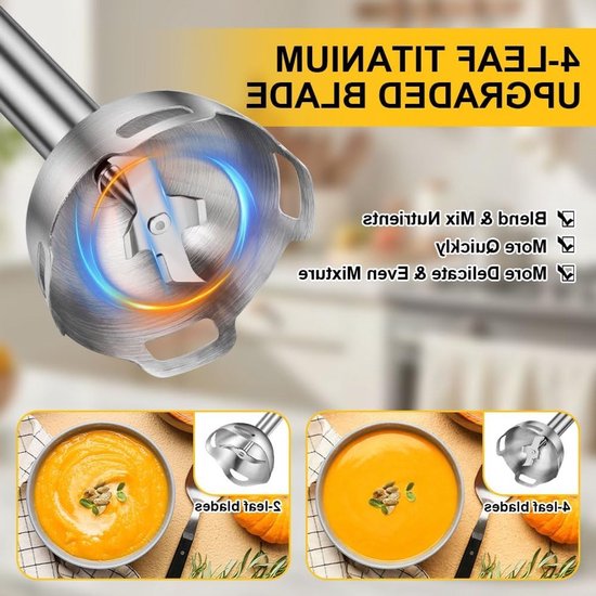 SnelShoppen - Staafmixer 1000W met 21 Snelheden, Turbo Functie, Roestvrij Staal, Handblender voor Smoothies, Saus, Salades en Babyvoeding, Zwart — afbeelding 5
