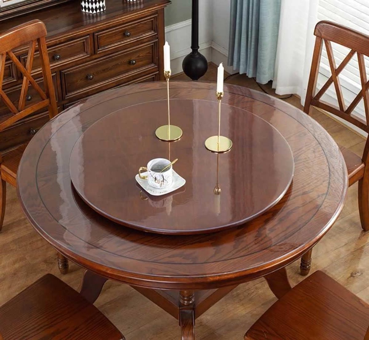 Ronde Tafelhoes - Beschermer Vinyl - Tafel Beschermen - Geurloos Materiaal - 74 Inch Diameter - Transparant