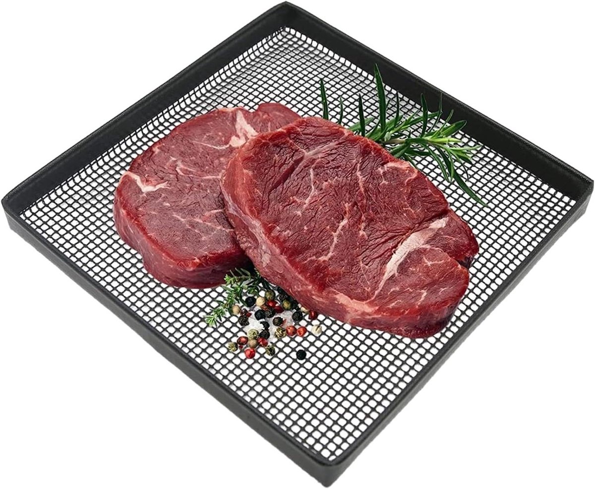 Ovenmand Gaas Airfryer Pan Knapperige Maaltijden Anti-aanbak Ontwerp 33x33x3 cm Zilverkleurig