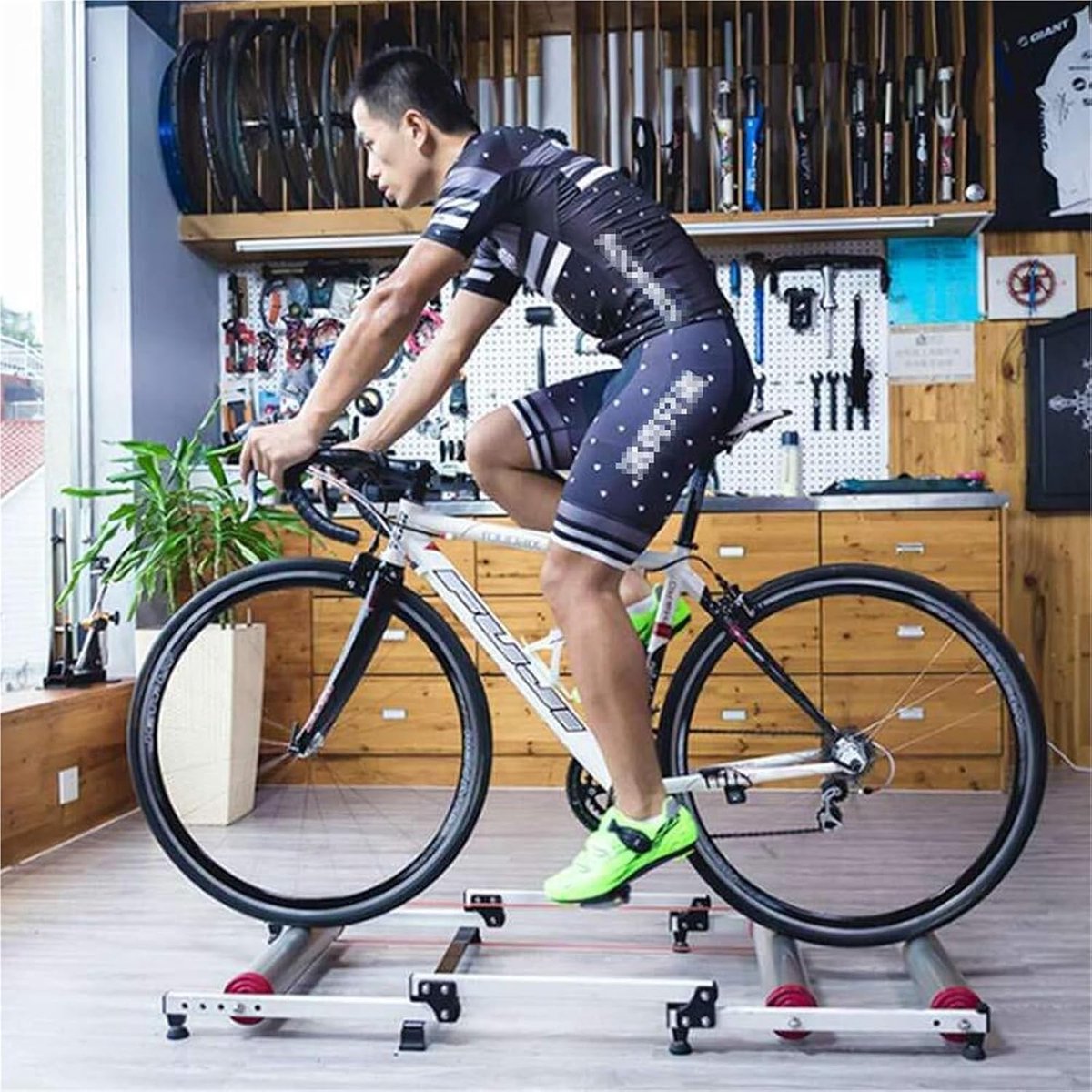 Fiets Roltrainer - Indoor Fietsstandaard - Binnen Fietsen - Opvouwbaar Aluminium Frame - 16-29 Inch - Zilver