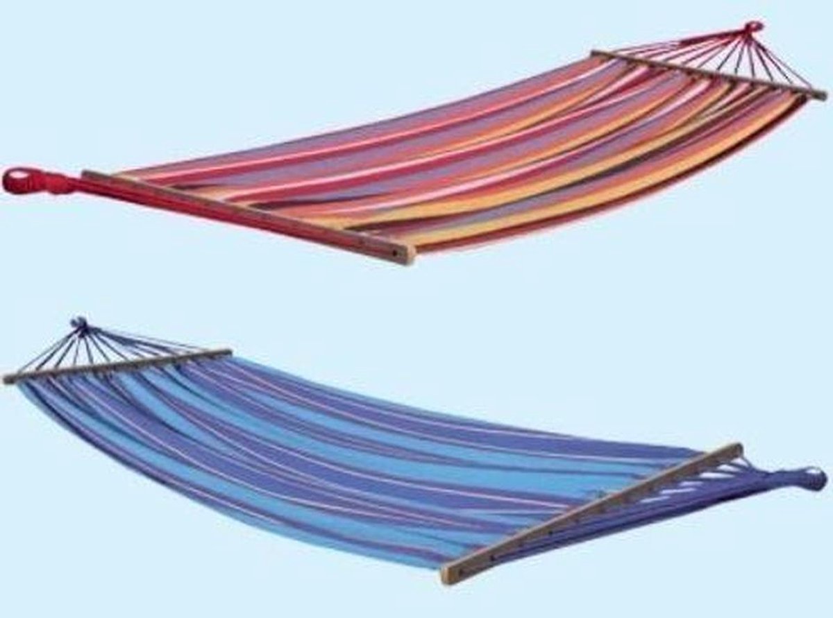 Hangmat - Lounge bed - Ontspannen Buiten - Stevige Houten Stangen - 200 x 100 cm - Verschillende Kleuren