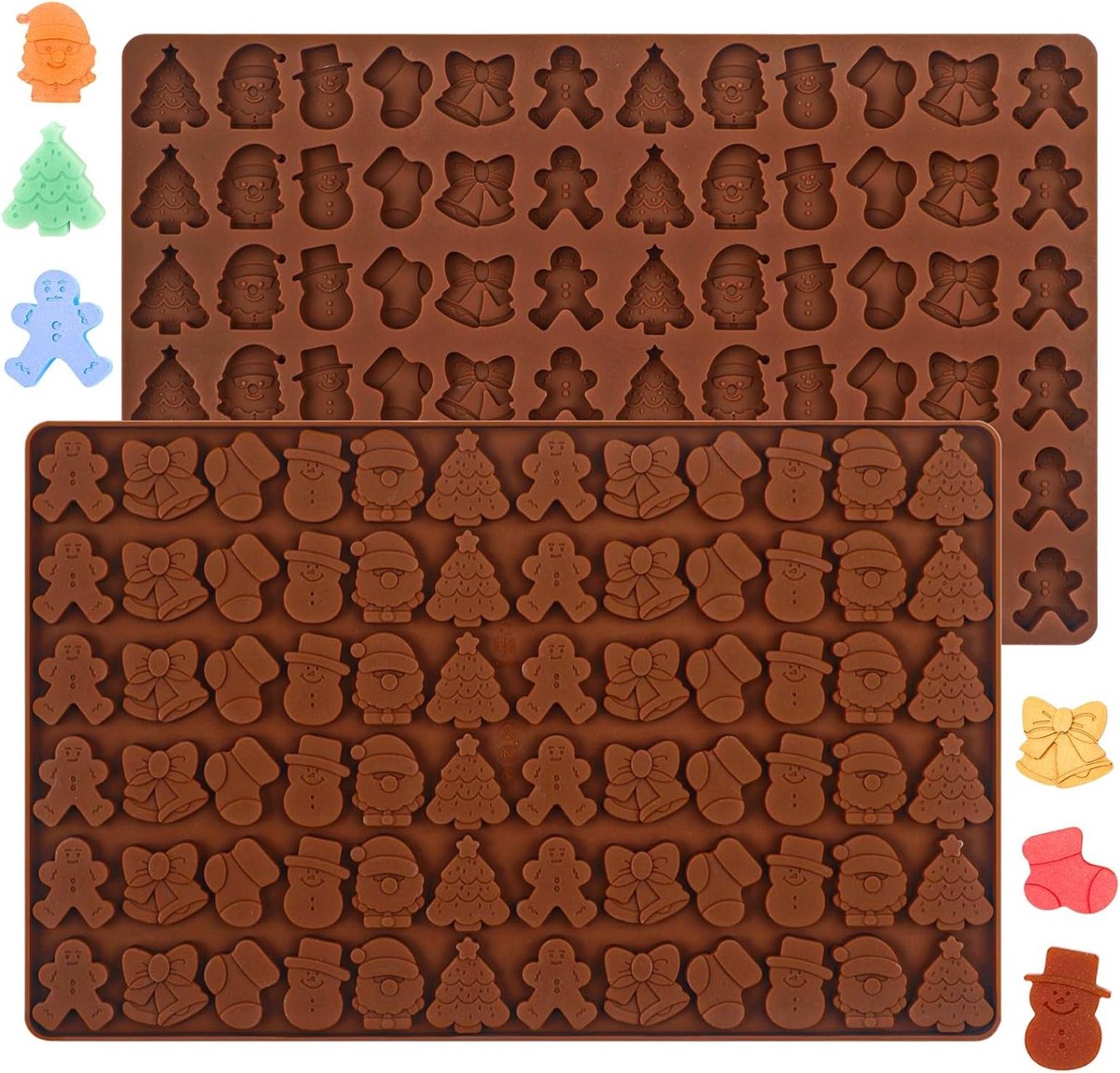 Siliconen Chocolade Mallen voor Kerstmis - Kerstboom, Peperkoekman, Sneeuwpop en Kerstman - Perfect voor Dog Treats en Koekjes Bakken