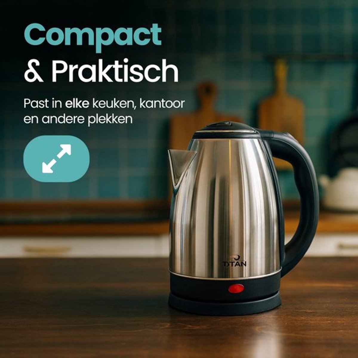 Elektrische Waterkoker RVS 1.8L – 1850W – Automatische Uitschakeling & Droogkookbeveiliging — afbeelding 4