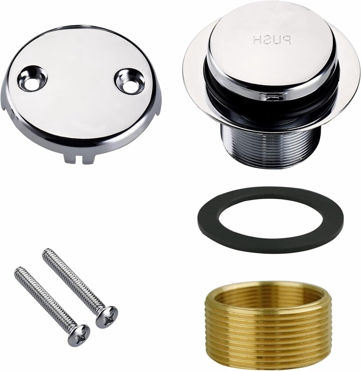 Badkraan Afvoer - Badkuip Afvoer - Badkamer Reparatie - Universele Pasvorm - 1-1/2 inch - Chroom