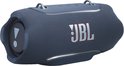 Blauwe JBL Xtreme 5 speaker met sfeerverlichting en rode JBL logo.