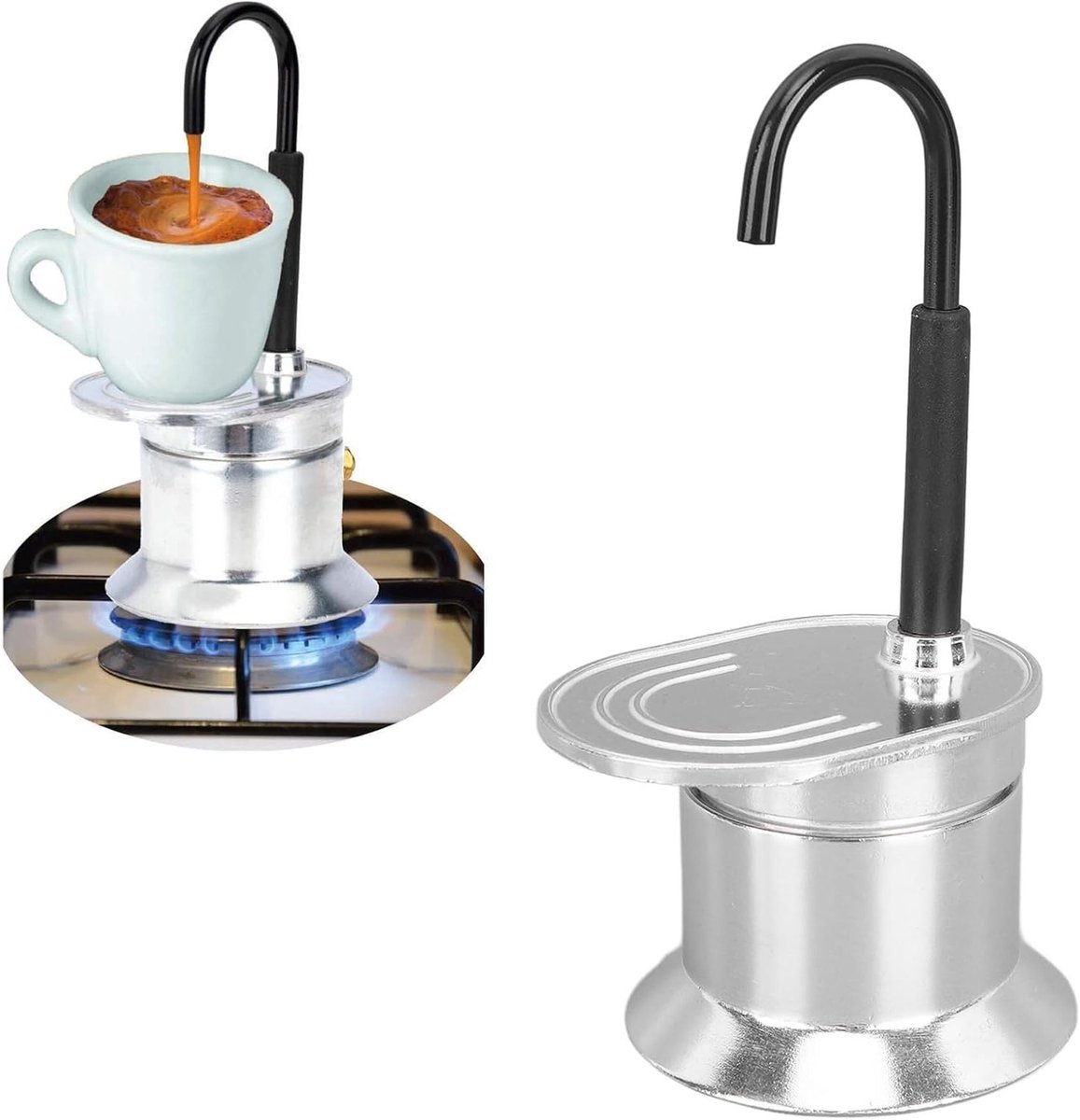 Enkele Koffiepot voor Espressomachine, 50 ml, Snelle Koffiezetter van Aluminium, Perfect voor Stoven en Thuisgebruik
