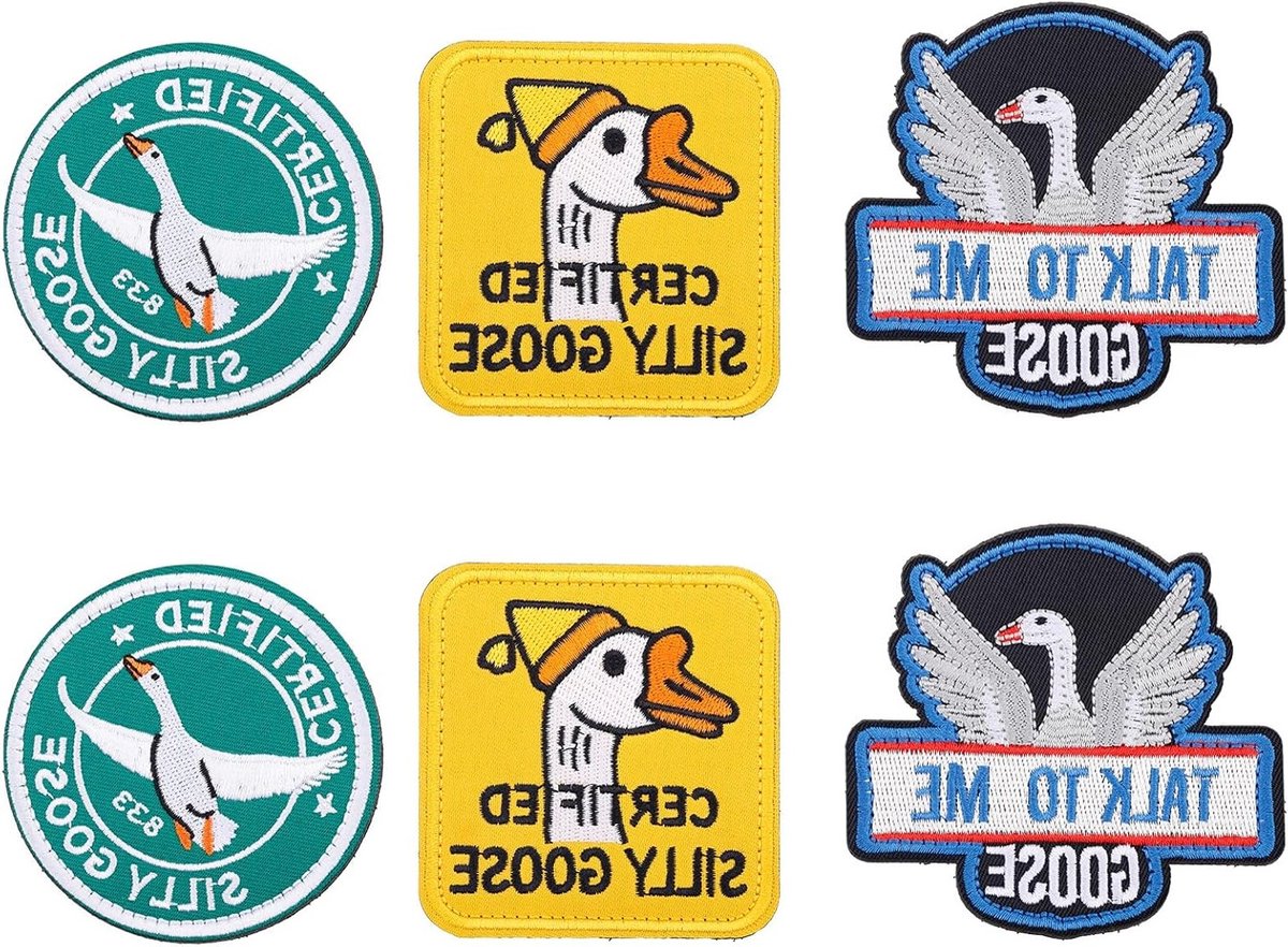 6 Stuks Grappige Gans Patches, 3 Stijlen Polyester Geborduurde Patches voor Tassen, Rugzakken en Hoeden - Decoratie en Reparatie Accessoires