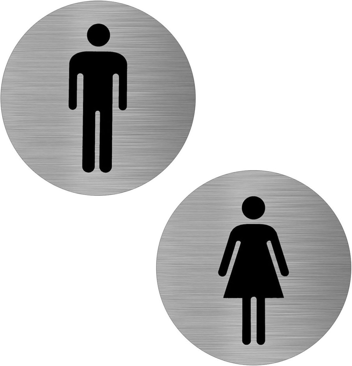 Zelfklevende Toiletplaat van 100% Aluminium voor Dames en Heren - Ø 75 mm, Ideaal voor Kledingruimtes en Toiletten