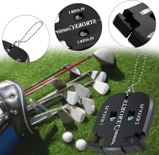 Golfscorer-teller met karabijnhaak en sleutelketting voor 2 spelers - Golfresultaatindicator handteller speler slagteller - Set van 2 — afbeelding 3