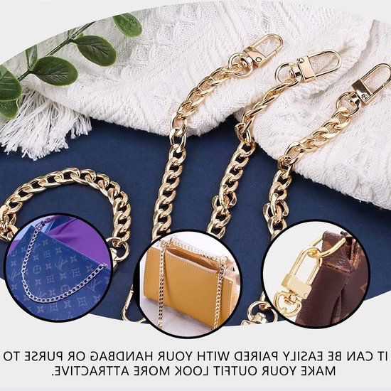 Korte Handtas Ketting met Metaalgesp - 4 Stuks Verlengketting voor Handtassen en Tassen (Goud, 19,5 cm) — afbeelding 4