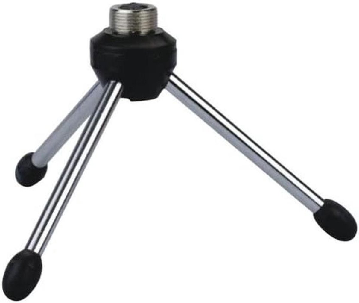 Microfoon Stand - Mini Statief - Opnemen Geluid - Compact Ontwerp - 8 cm hoog - Chroom