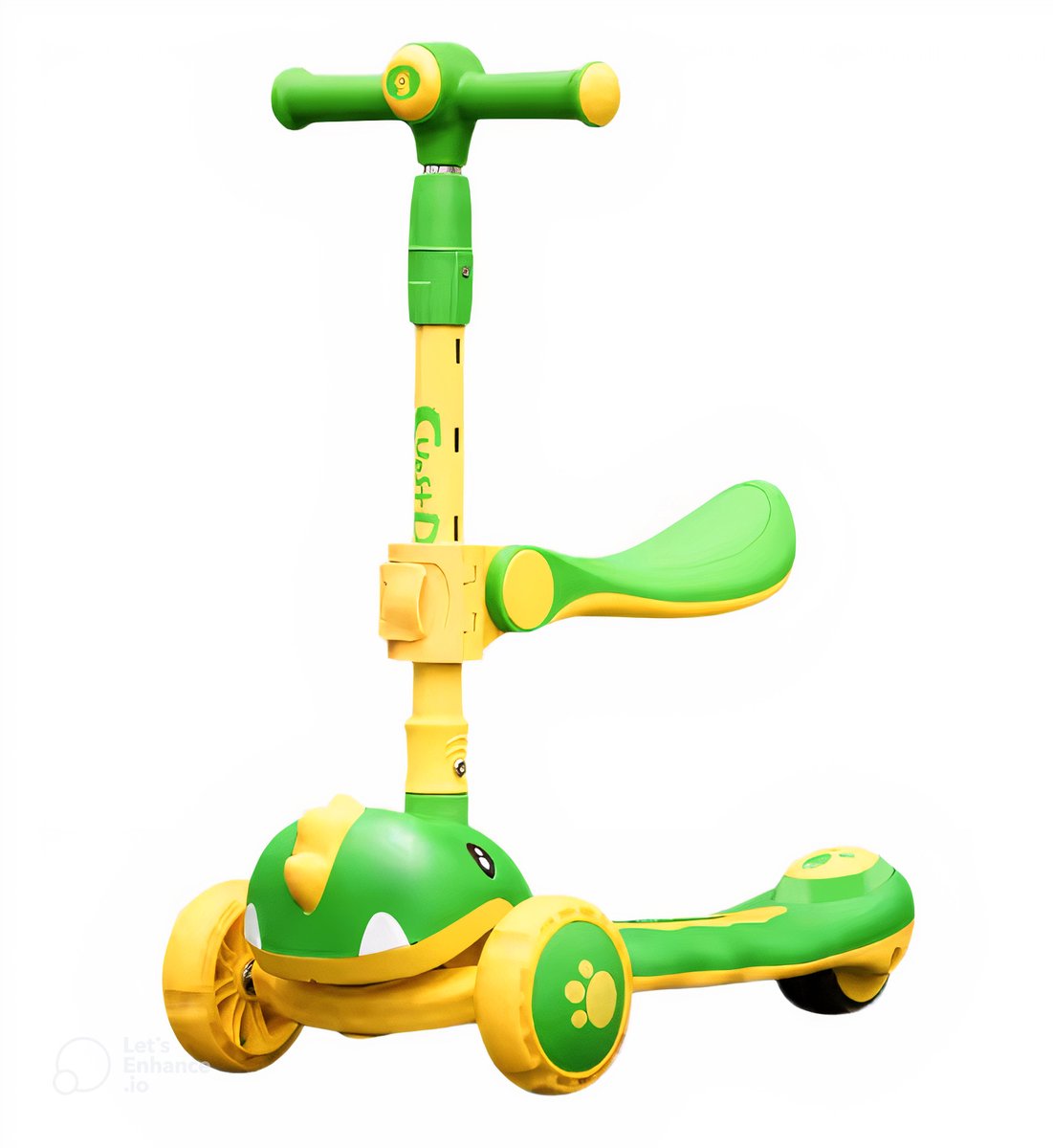 Scooter Kinderstep dinosaurus - 3 wielen step - 2-in-1 Loopfiets en Step - Leeftijd 3-8 jaar - Hoogte verstelbaar - Vouwbaar zitje - Jongens meisjes - Speelgoed dino